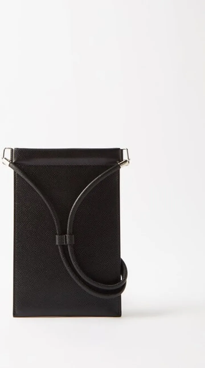 Four Stitch Leather Cross-body Phone Pouch