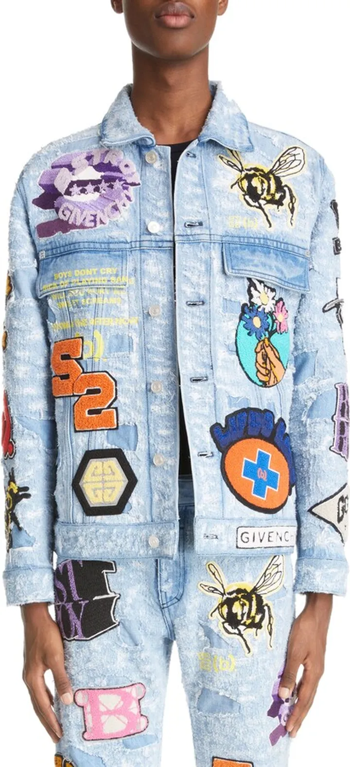 x Bstroy Patches Destroyed Denim Jacket