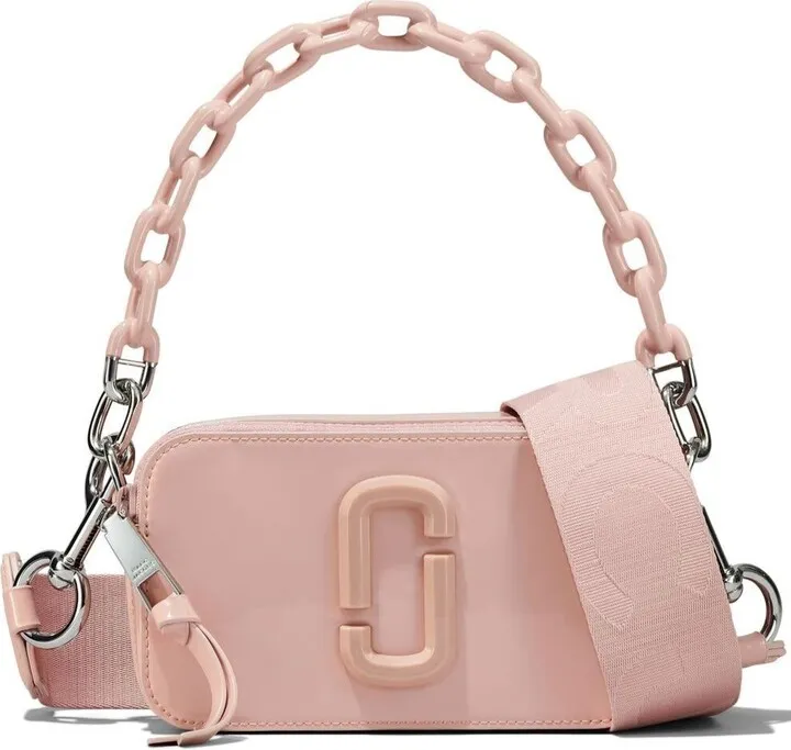 'the Snapshot' Light Pink Handbag With Chain Handle In Leather Woman