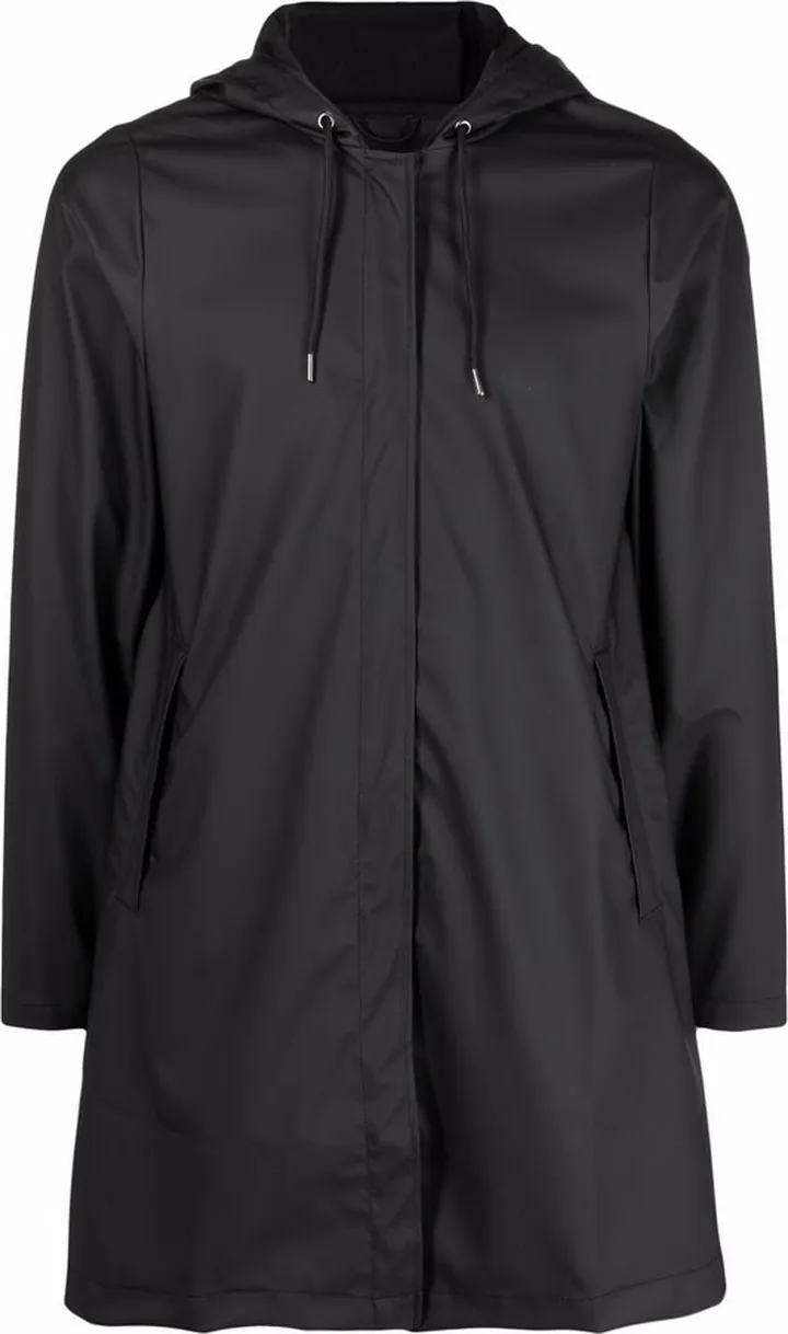 Long-Sleeve Drawstring-Hood Raincoat