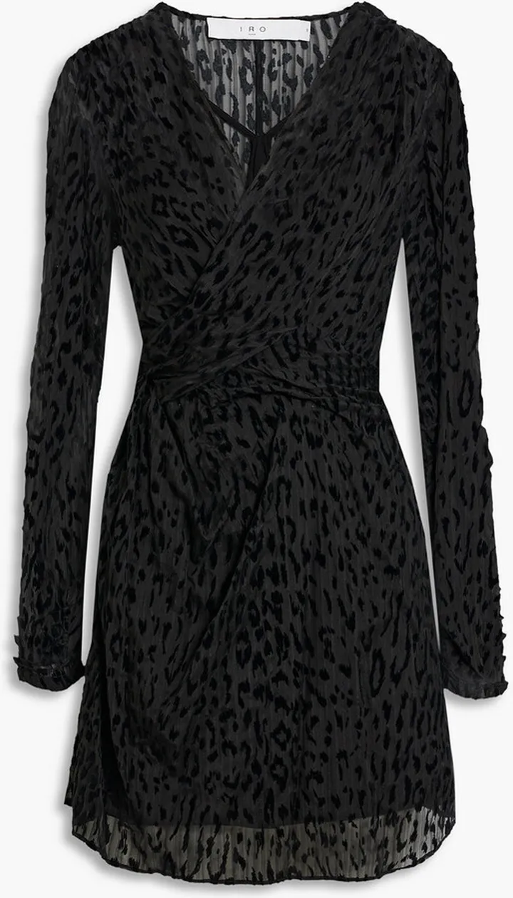 Layana wrap-effect devoré silk-chiffon mini dress