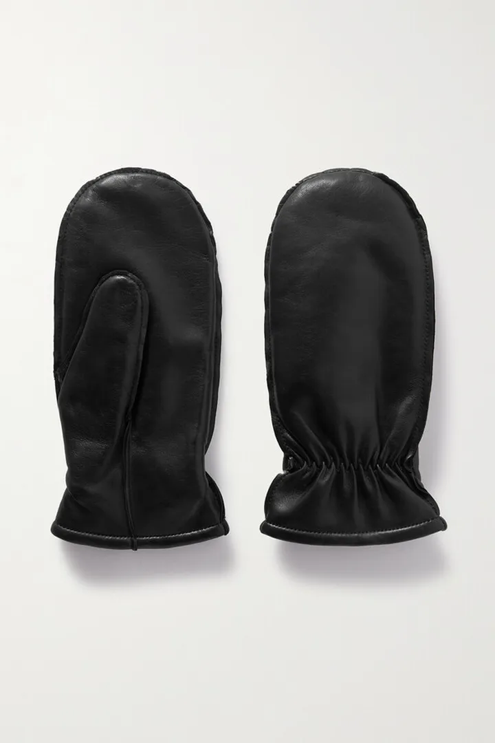 Portolano - Leather Mittens - Black
