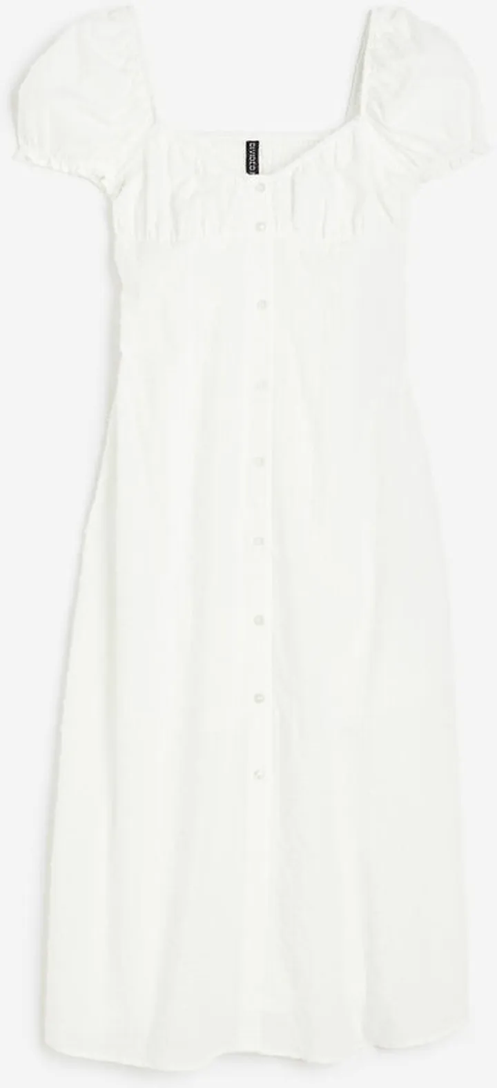 Textured-weave Puff-sleeved Dress