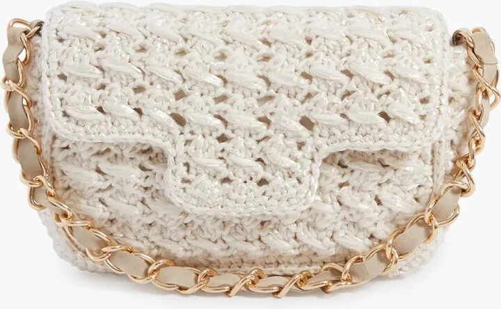 Cream Woven Shoulder Bag