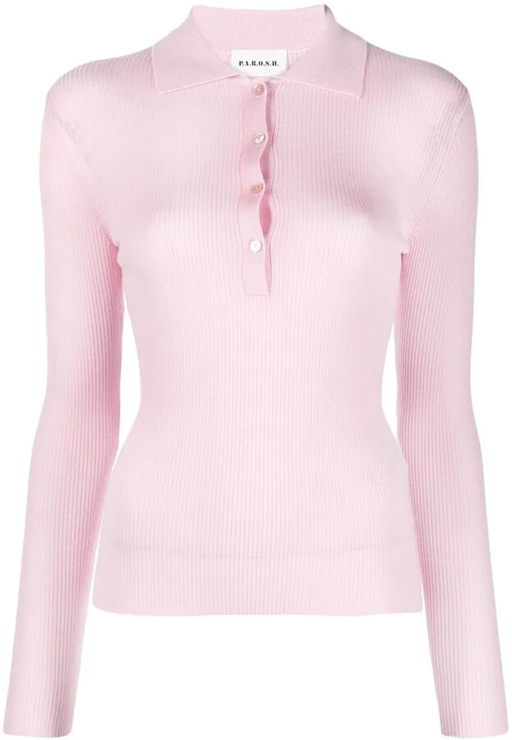 Polo-Collar Knitted Top