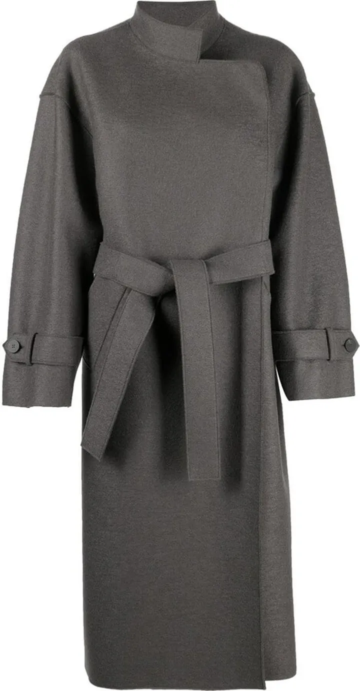 Oversized Pressed-Wool Trench Coat