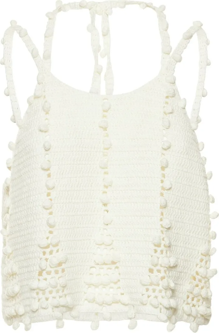 Cotton blend crochet knit halter top