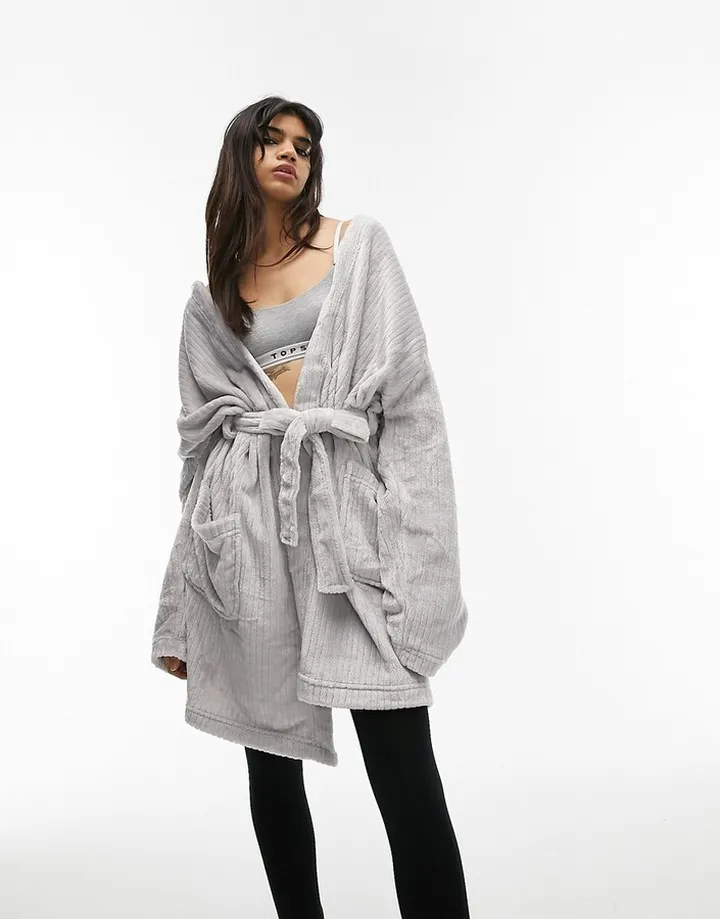 Topshop ribbed hooded raglan robe