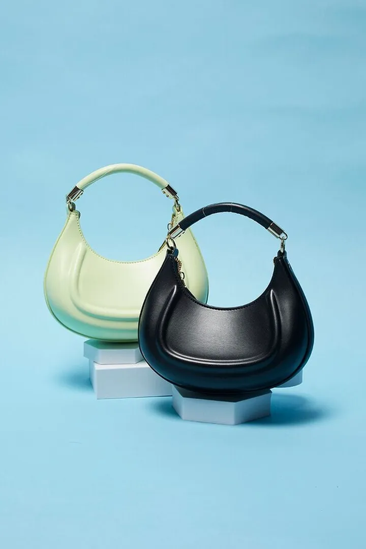 Faux Leather Crescent Shoulder Bag