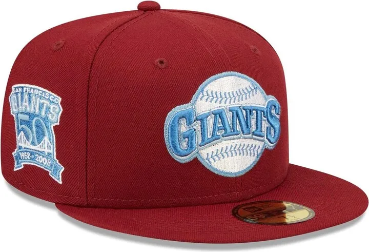 Men's New Era Cardinal San Francisco Giants 50th Anniversary Air Force Blue Undervisor 59FIFTY Fitted Hat