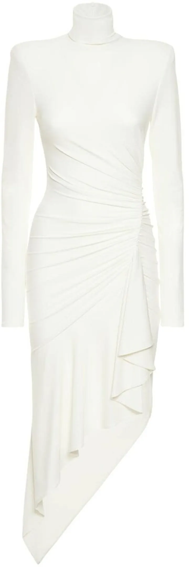 Turtleneck draped jersey midi dress