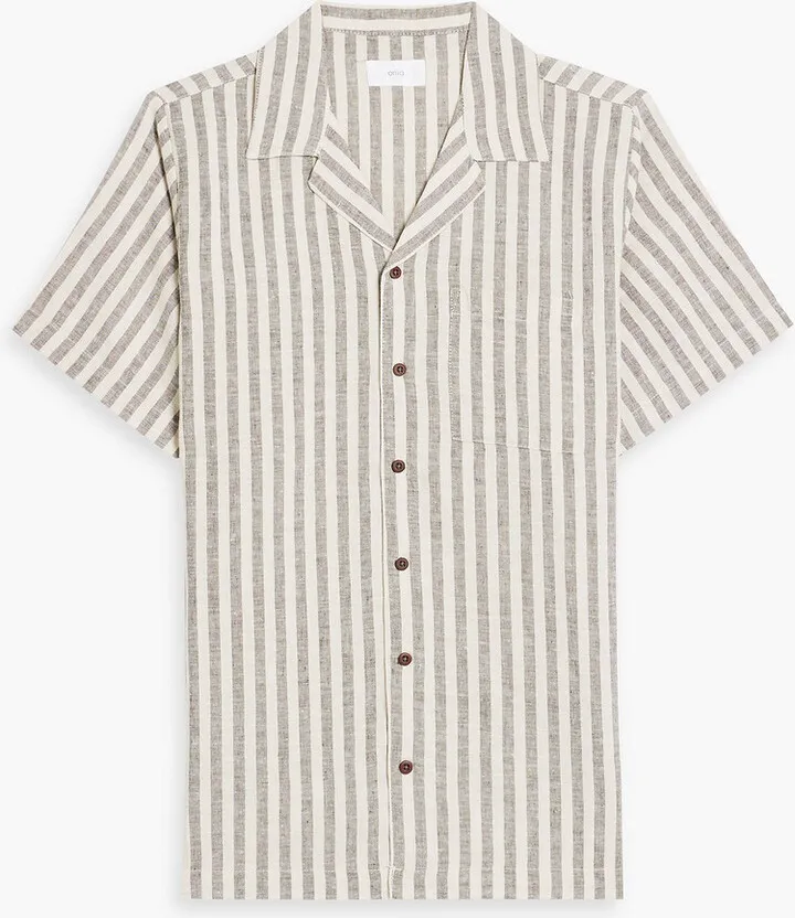 Striped linen-blend shirt