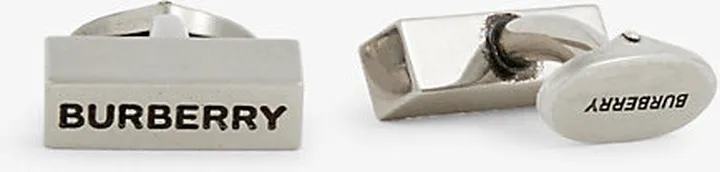 Mens Vintage Steel Logo-engraved Palladium-plated Brass Cufflinks