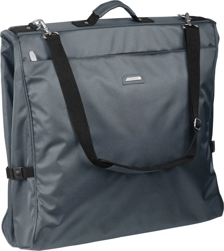 WallyBags® 45" Premium Framed Garment Bag with shoulder strap and multiple pockets in Grey