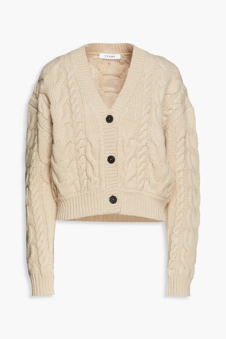 Cable-knit merino wool cardigan
