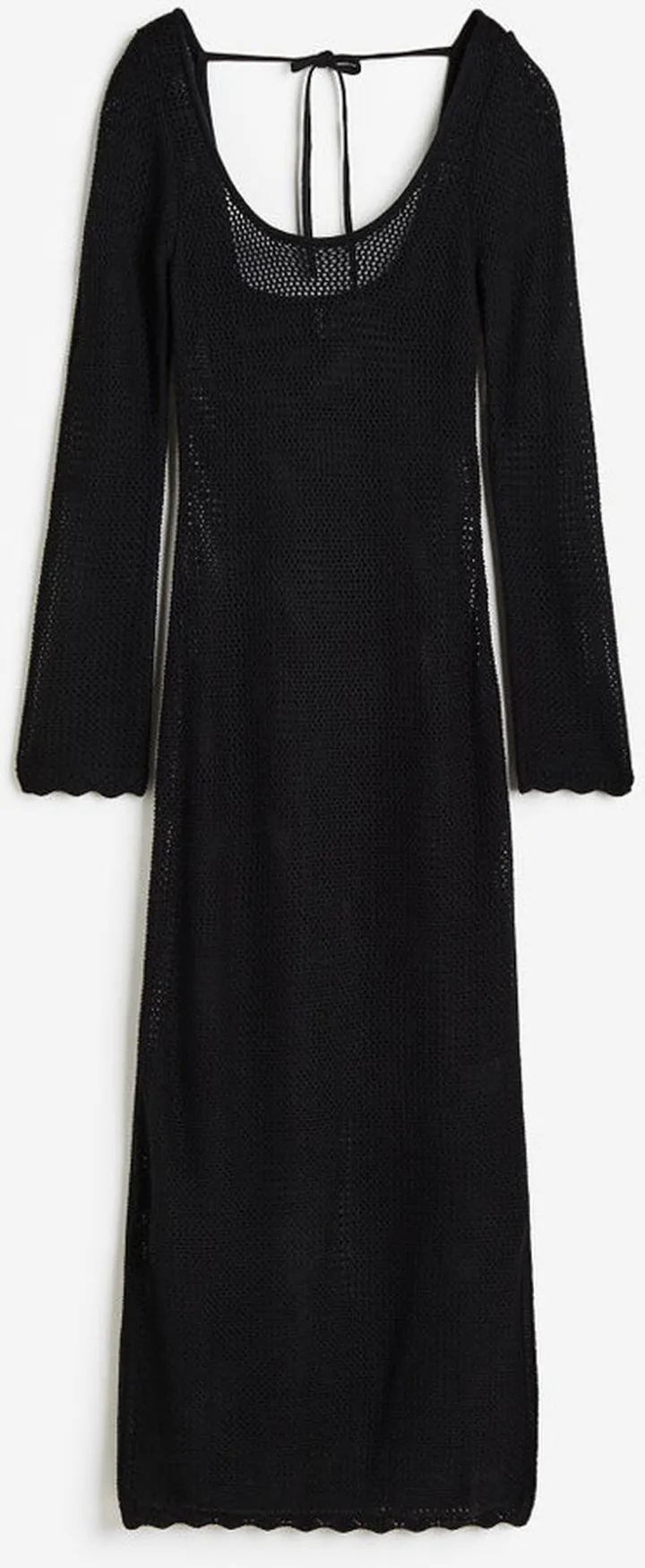 Tie-detail Hole-knit Dress