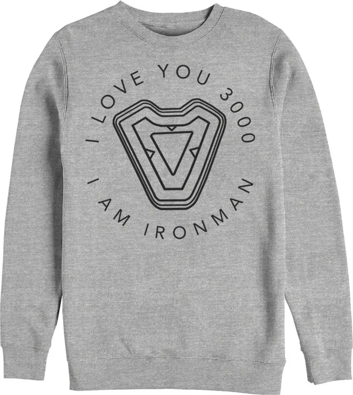 Men's Marvel I Am Iron Man Love 3000 Sweatshirt - Athletic Heather - Medium