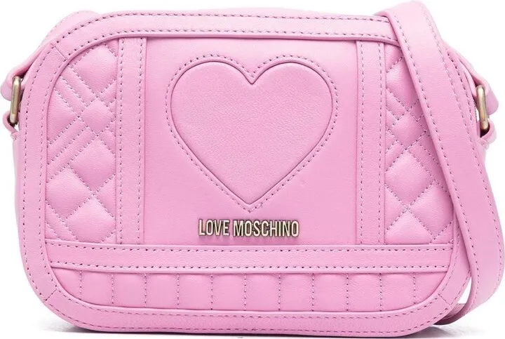 Heart-Quilted Leather Shoulder Bag