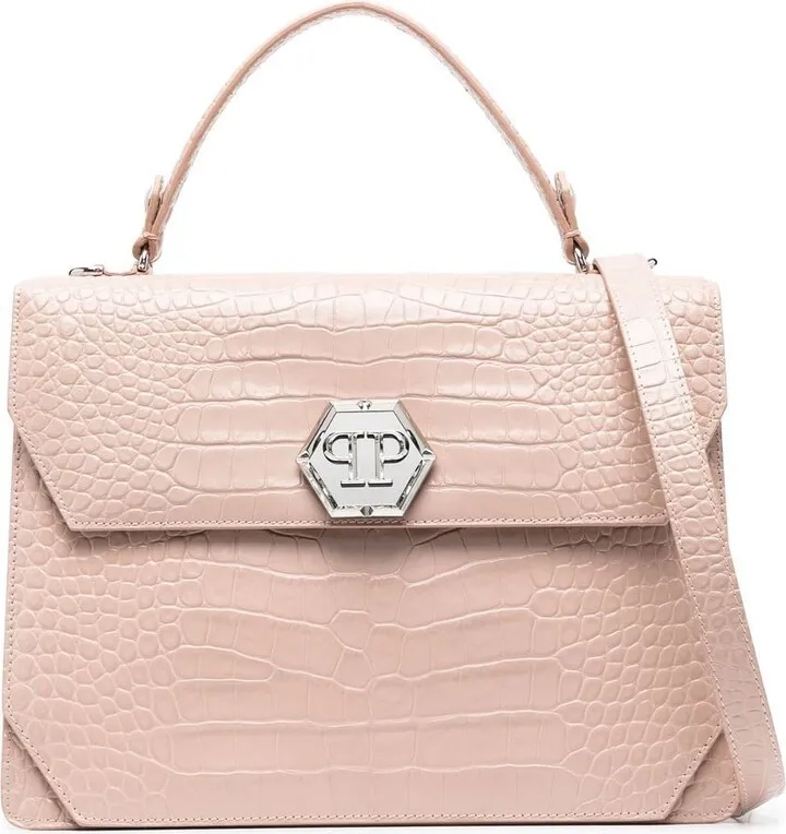 Superheroin crocodile-embossed large tote bag