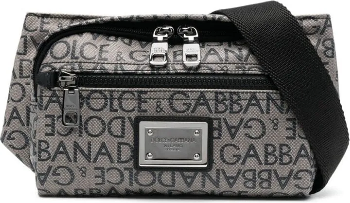 Grey Logo Print Cross Body Bag