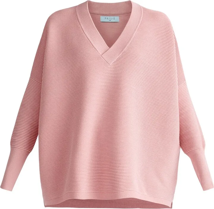 PAISIE - Paisie V-Neck Ribbed Jumper In Pink