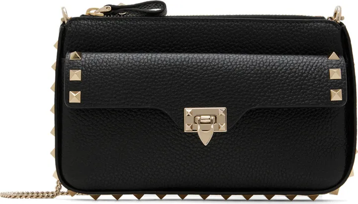Valentino Garavani Black Rockstud Leather Pouch
