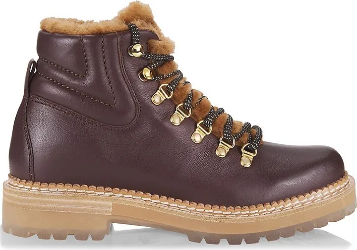 Camelia Shearling-Lined Leather Hiker Boots