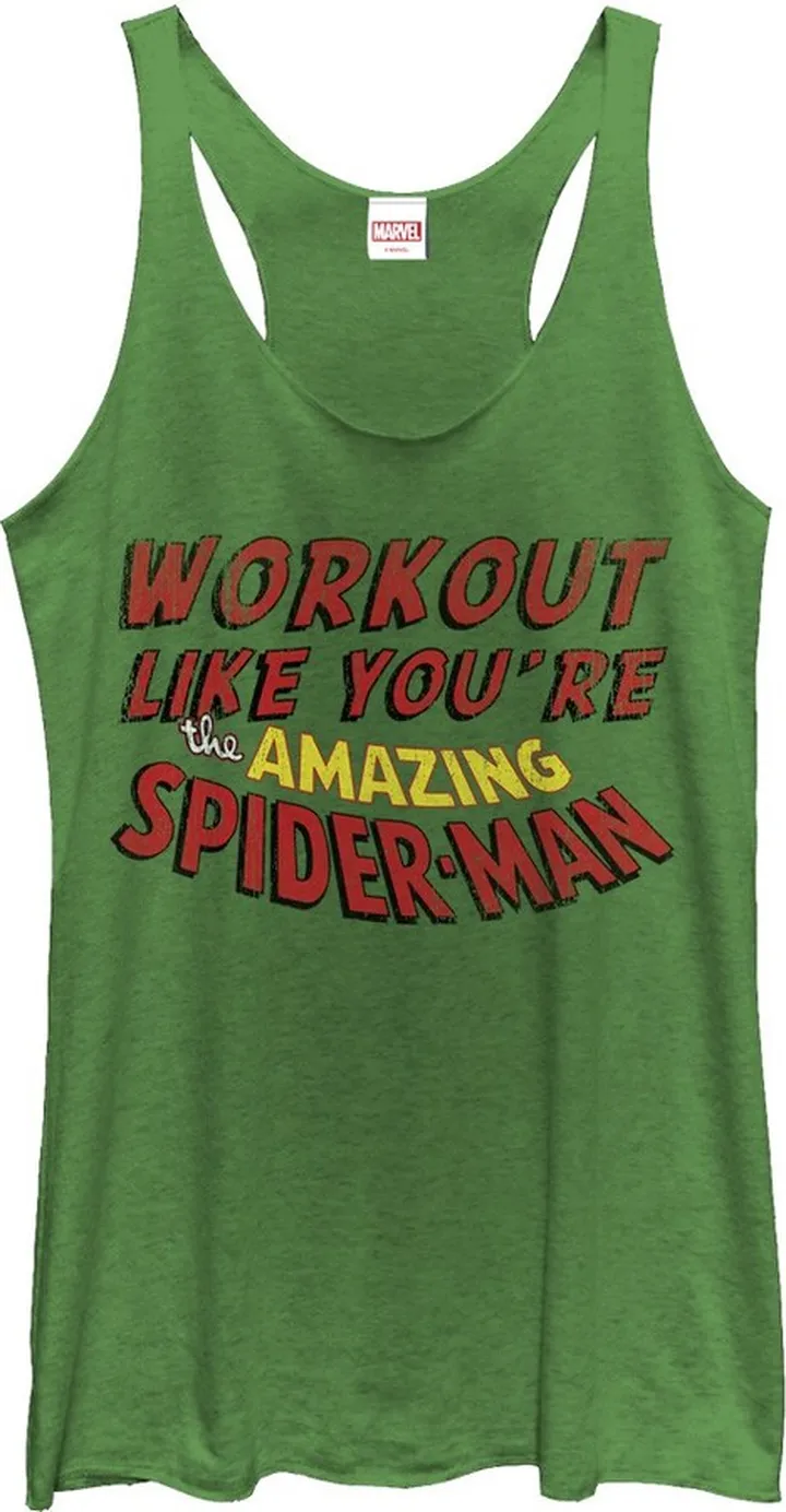 Women's Marvel Work Out Like Spider-Man Racerback Tank Top - Envy Green - Large