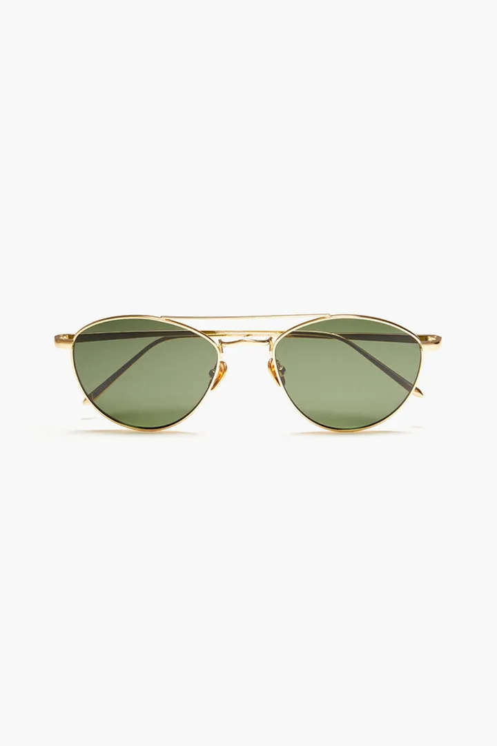 Aviator-style gold-tone and titanium sunglasses