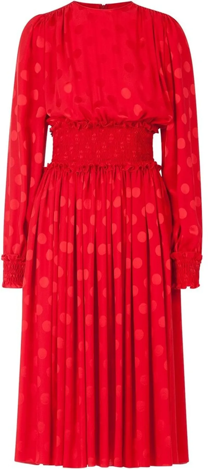 Shirred-Panel Flocked Dress