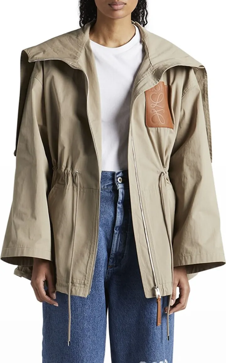 Hooded Drawstring Patch Pocket Jacket