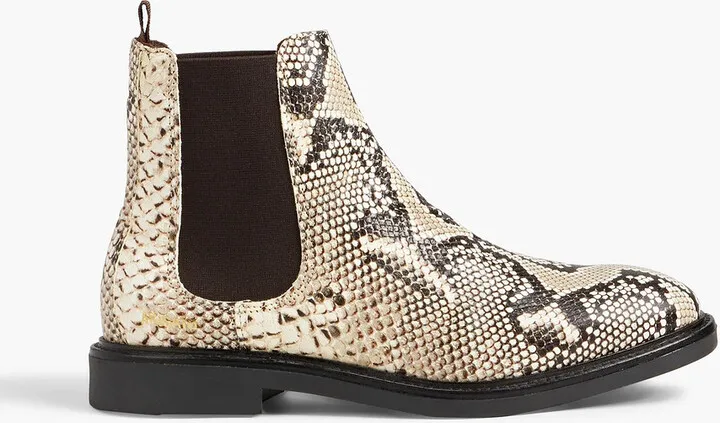 Snake-effect leather Chelsea boots