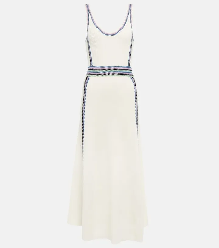 Embroidered wool maxi dress
