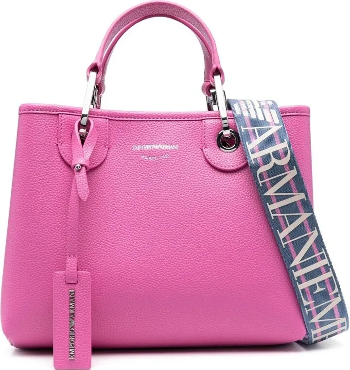 Logo-Embroidery Faux-Leather Tote Bag
