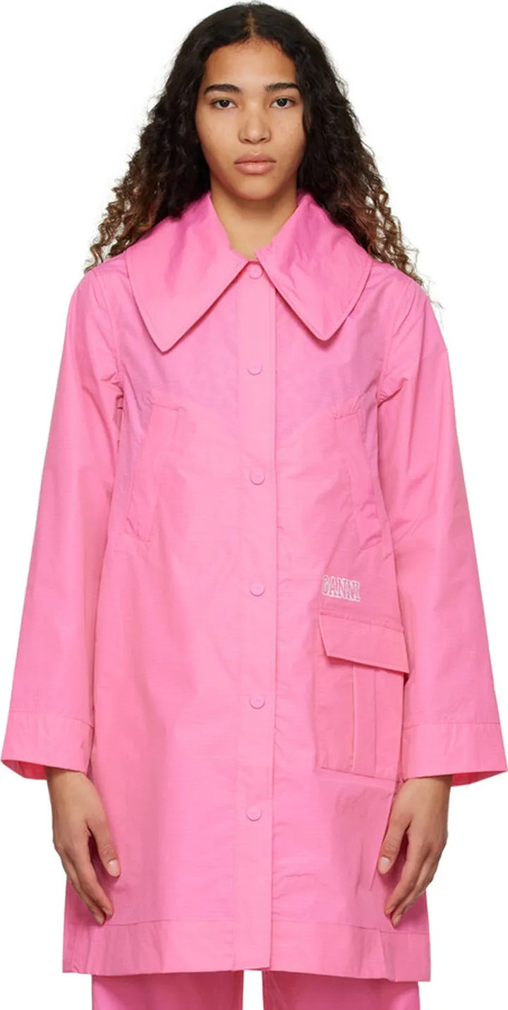 GANNI Pink Printed Coat