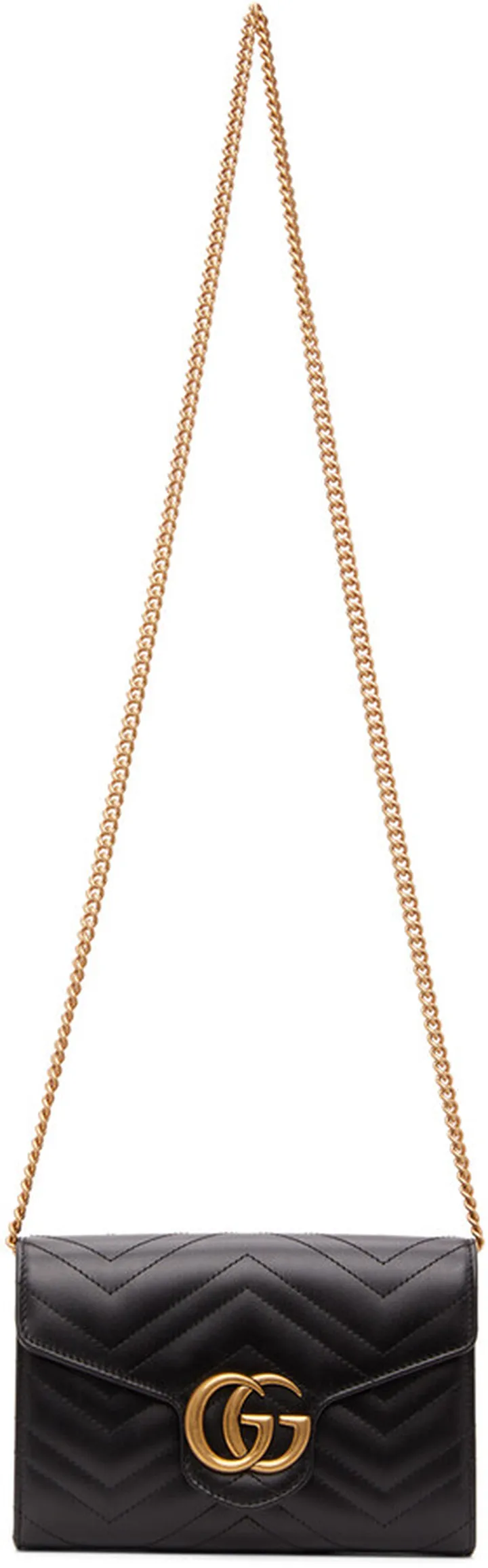 Gucci Black Mini GG Marmont Chain Shoulder Bag