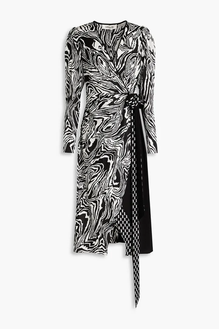 Juniper zebra-print satin-crepe midi wrap dress