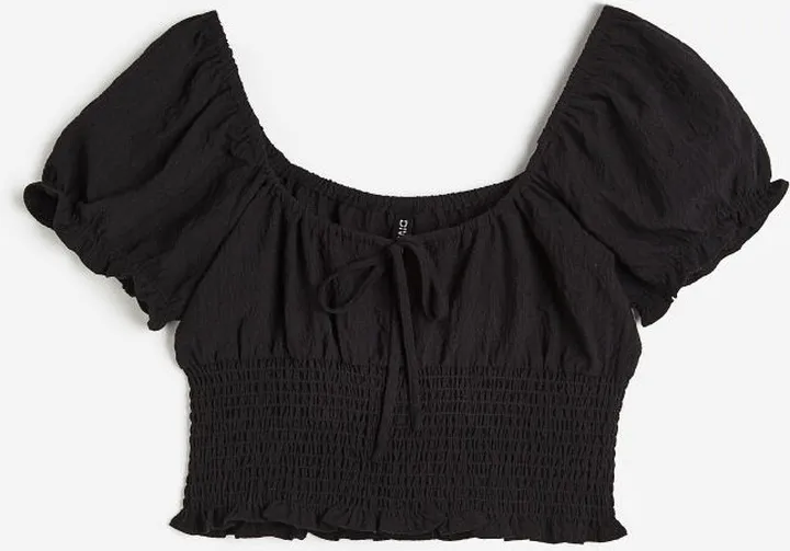 Puff-sleeved Smocked Blouse