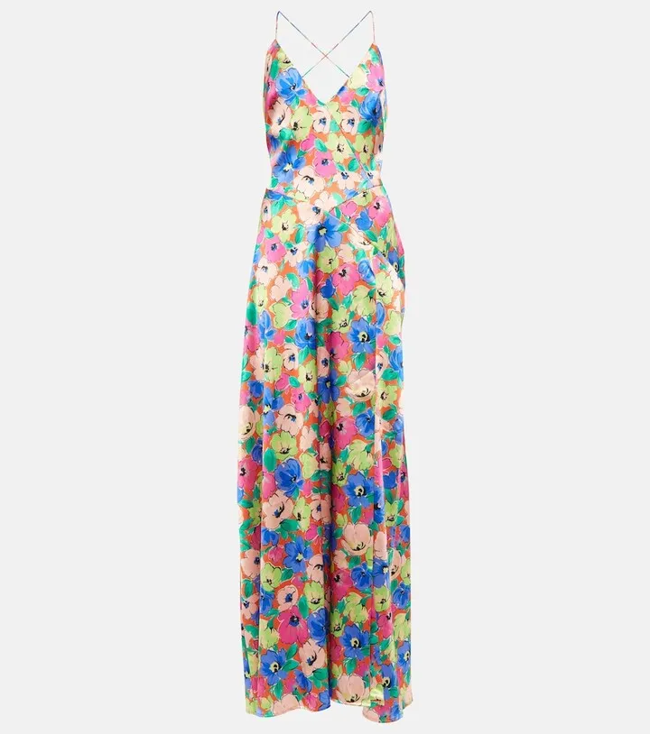 Printed V-neck maxi dress