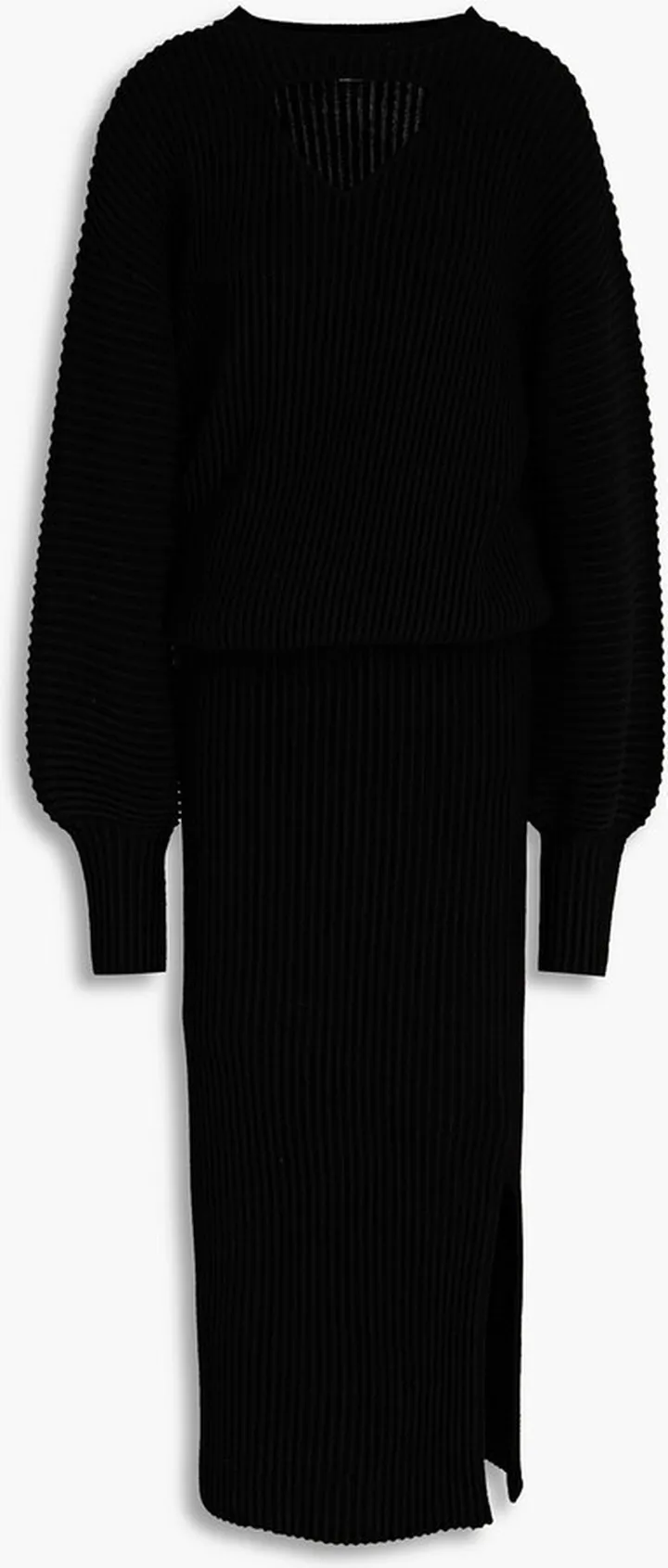 Cutout ribbed wool midi dress