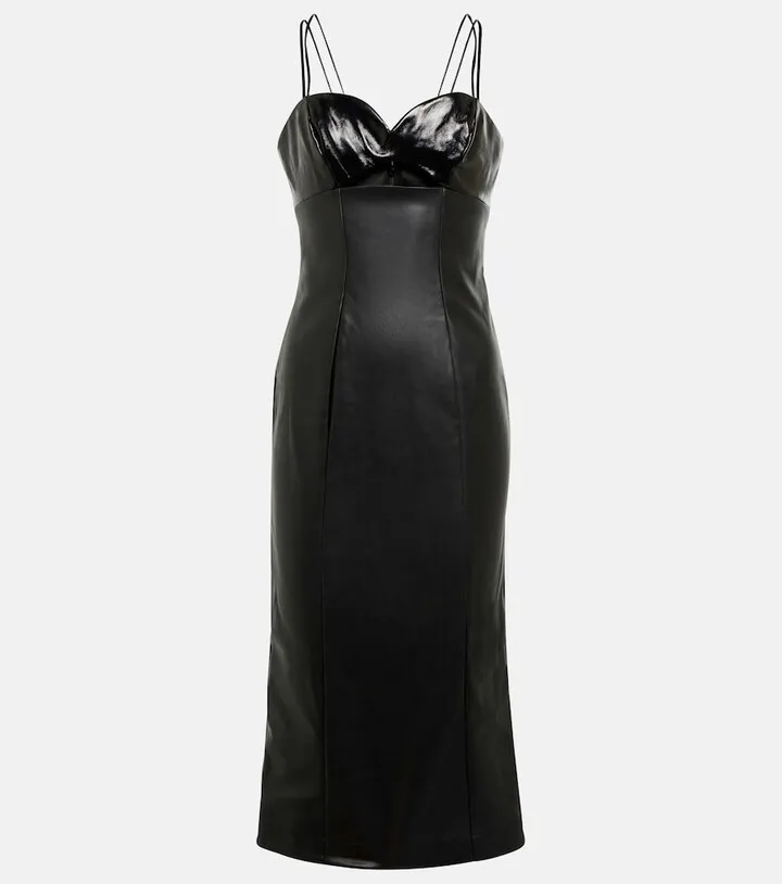 Pencil faux leather midi dress