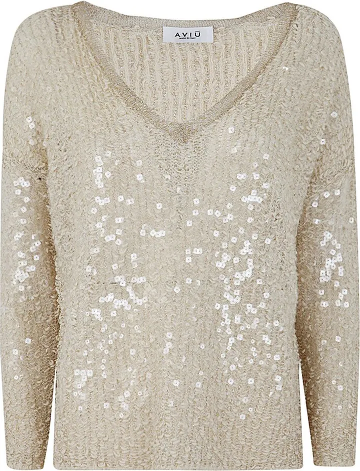V Neck Sweater With Paillettes