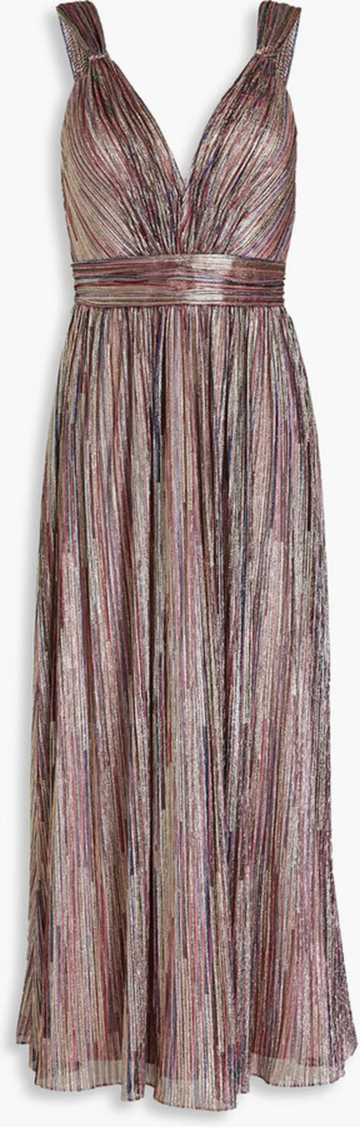 Nikola pleated metallic mesh midi dress