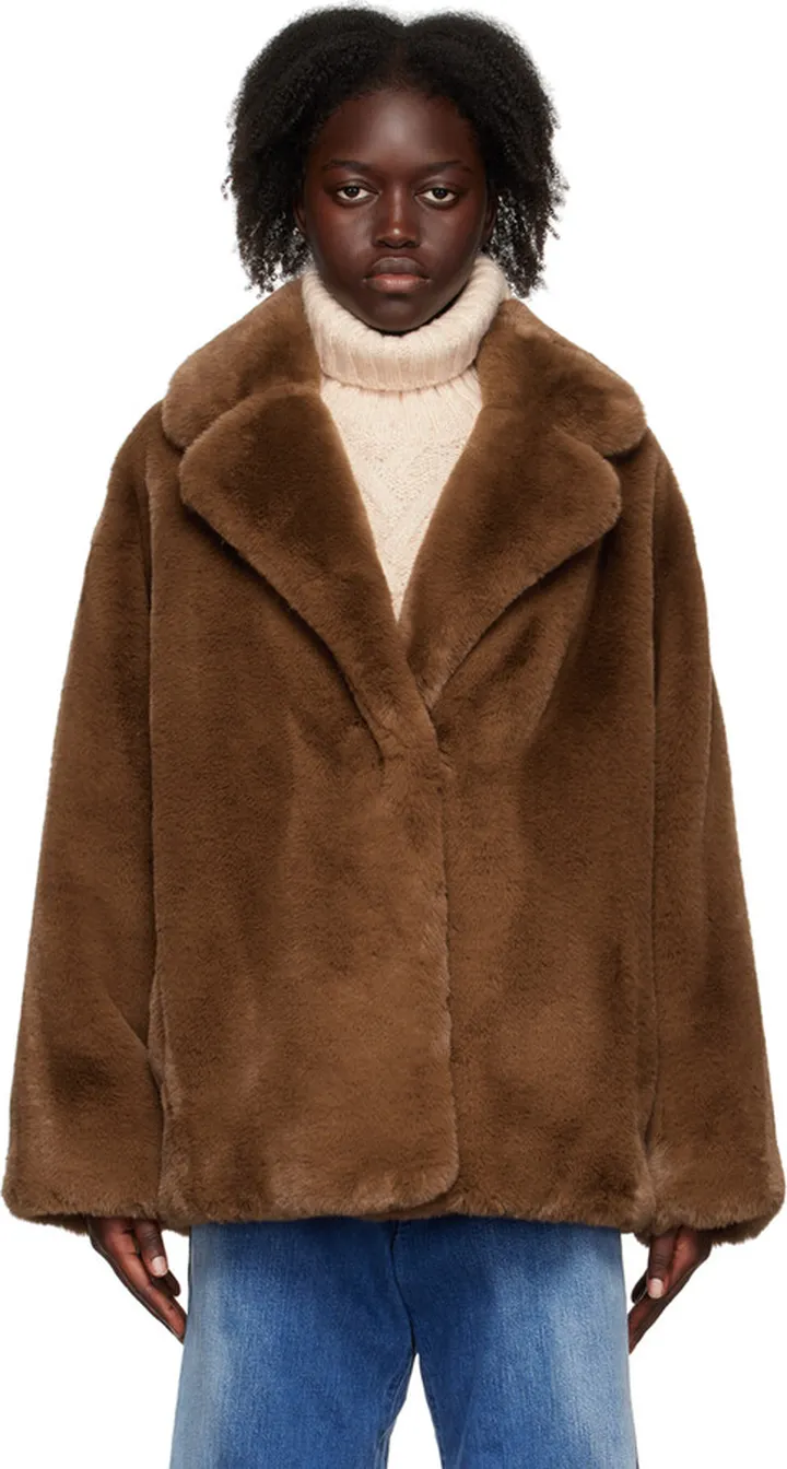 Stand Studio Brown Savannah Faux-Fur Jacket