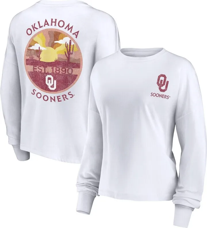 NCAA Oklahoma Sooners Women's White Staycation Long Sleeve T-Shirt - XXL