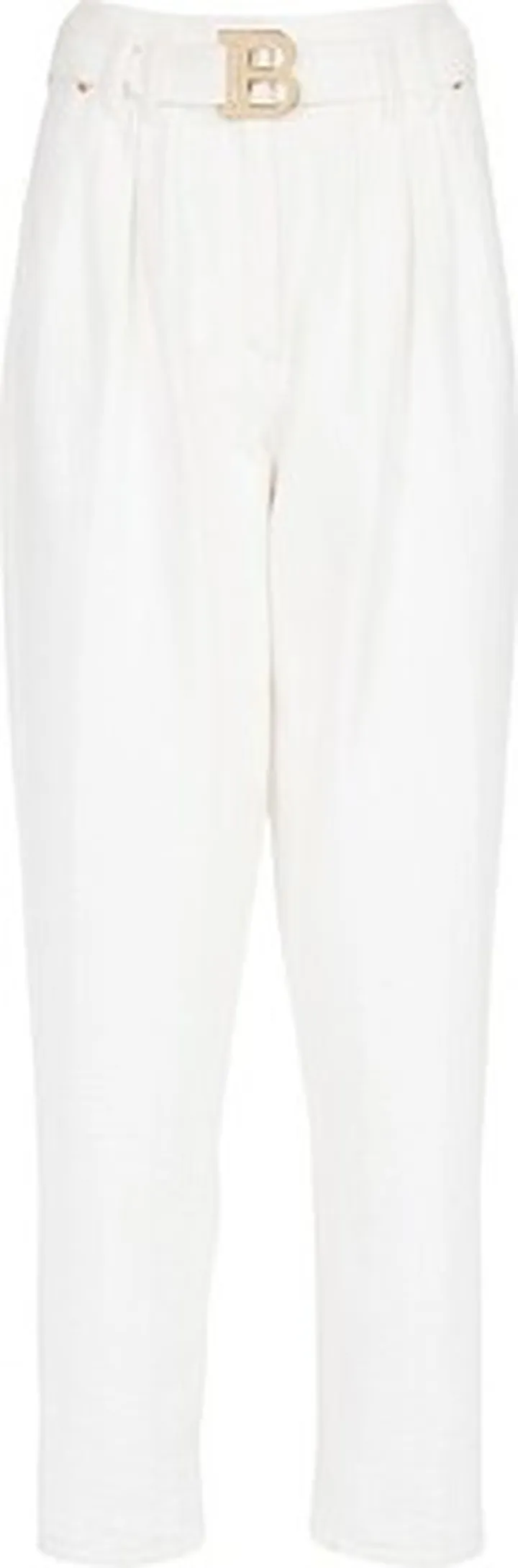 Boyfriend cut jeans with buckle monogram print