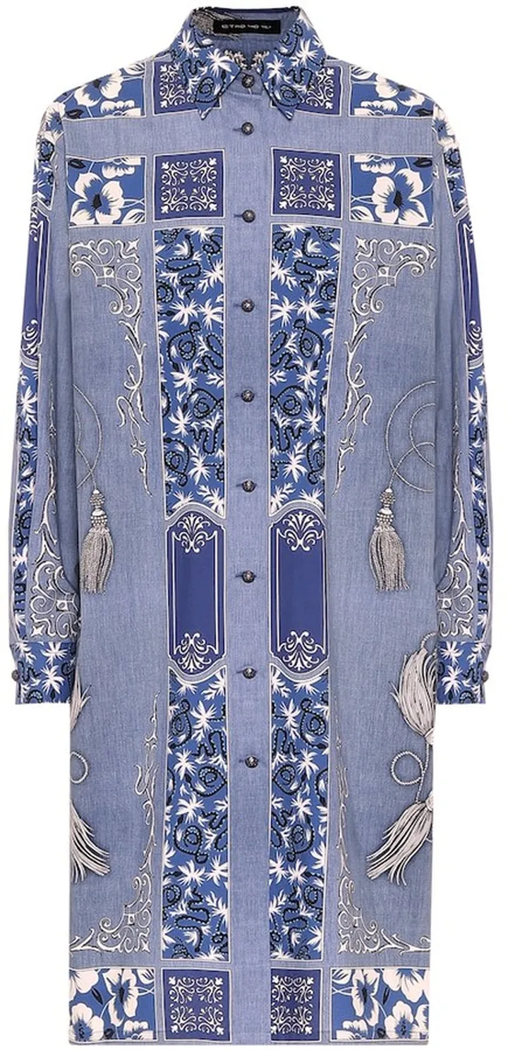 Printed cotton shirt dress