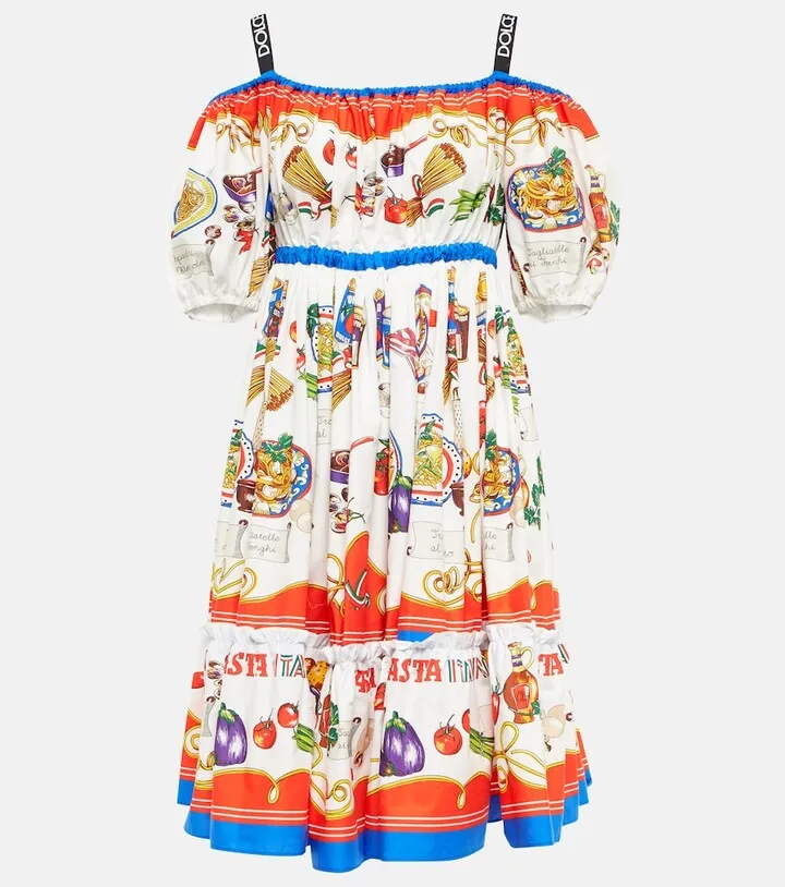 Printed cotton poplin minidress