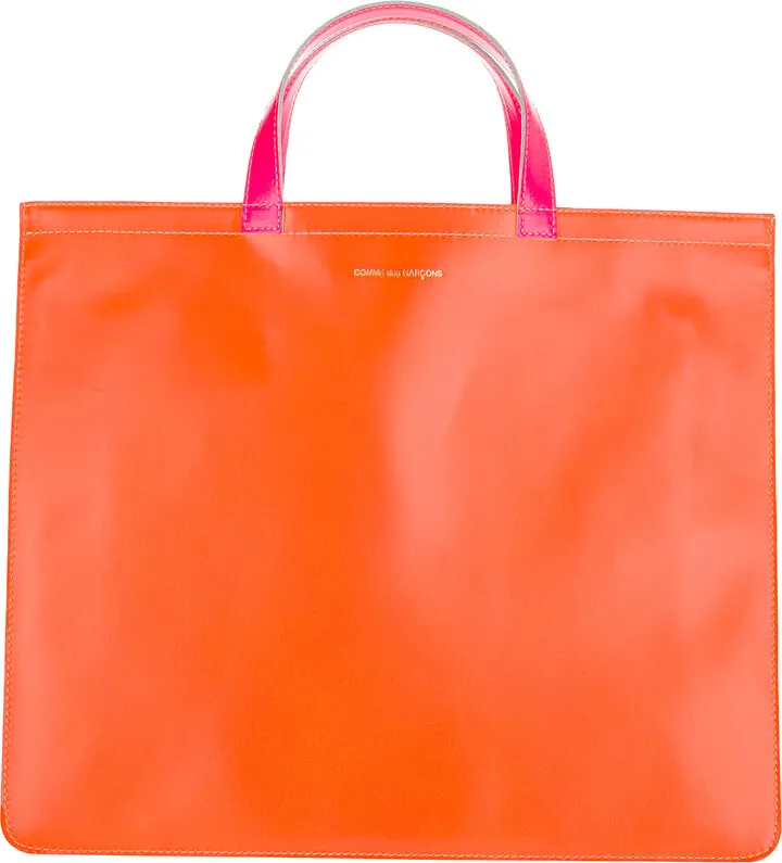 Two Tone Leather Super Fluo Tote Bag By Comme Des Garçons Wallet. Featurin