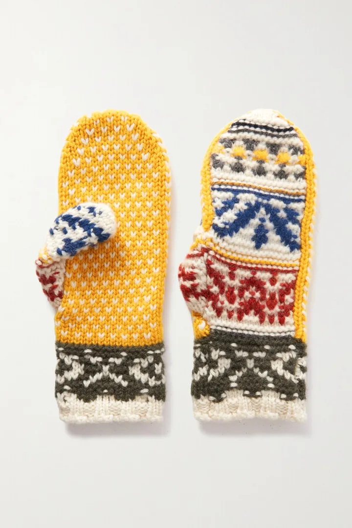 Loro Piana - Bernina Cashmere-jacquard Gloves - Yellow